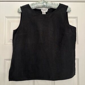 Due per Due Collection Women's Top Tank Sleeveless Black Size 6 Linen Silk Vtg